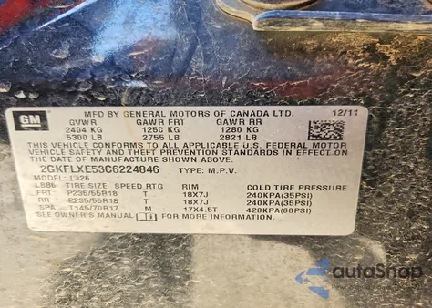 2012 GMC Terrain Slt z USA, uszkodzony, nr VIN 2GKFLXE53C6224846